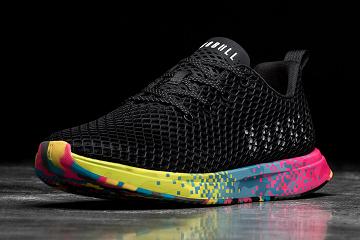 Black Nobull Neon Glitch Mesh Runner Women's Running Shoes | CA E1659B